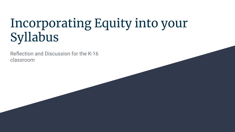 Incorporating Equity into your Syllabus Cover Slide