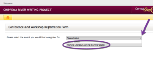 Screenshot of Registration Form for Remote Literacy Learning